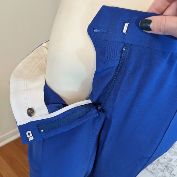 Celine Silk Royal Blue Dress Ankle Pants Size 40 - Picture 6 of 8